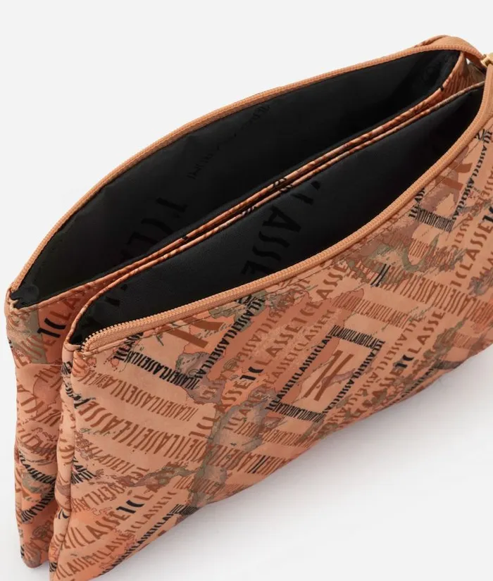 Woman Pouches and Toiletry Bags Alviero Martini Medium ThreePocket Pouch With Logomania Print Geo Classic