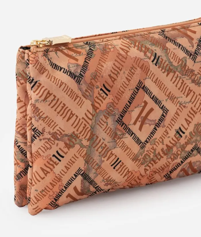 Woman Pouches and Toiletry Bags Alviero Martini Medium ThreePocket Pouch With Logomania Print Geo Classic