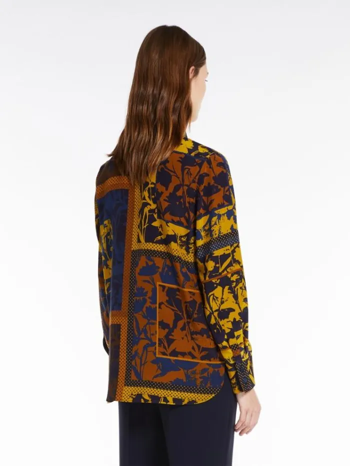 Woman Printed Crepe De Chine Shirt Navy Maxmara Shirts And Tops Woman Printed Crepe De Chine Shirt Navy Maxmara Shirts And Tops