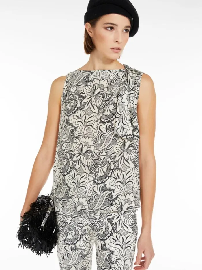 Woman Printed Silk Top Black Maxmara Shirts And Tops Woman Printed Silk Top Black Maxmara Shirts And Tops