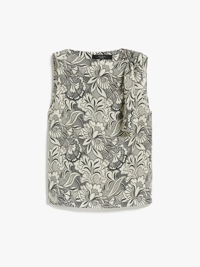 Woman Printed Silk Top Black Maxmara Shirts And Tops Woman Printed Silk Top Black Maxmara Shirts And Tops