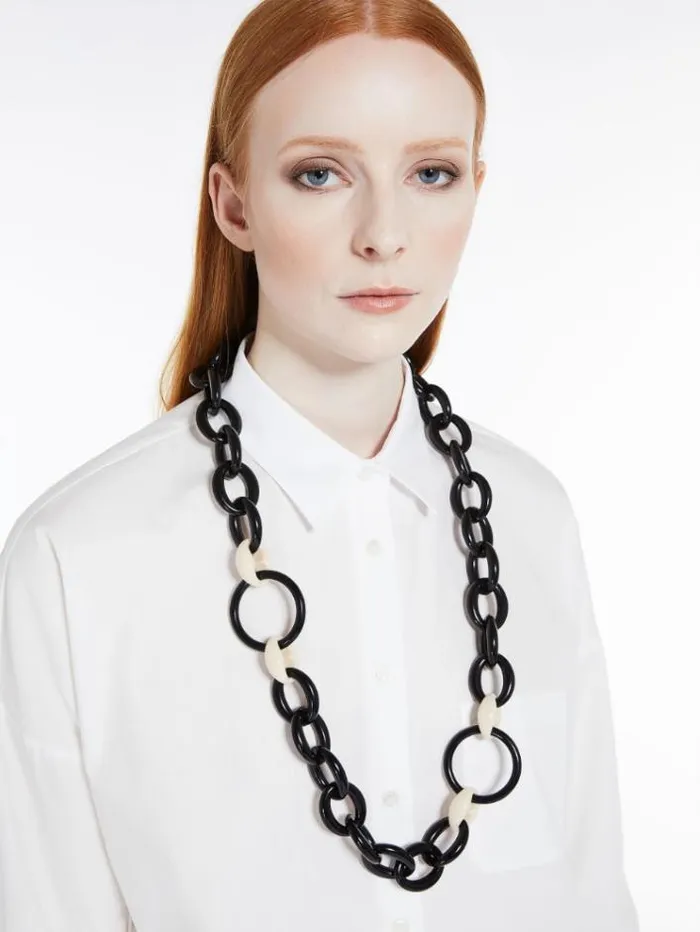 Woman Resin Chain Necklace Black Maxmara Jewelry Woman Resin Chain Necklace Black Maxmara Jewelry