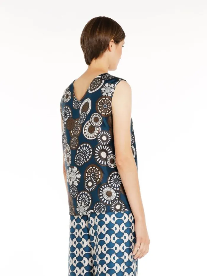 Woman Reversible Printed Silk Top Navy Maxmara Shirts And Tops Woman Reversible Printed Silk Top Navy Maxmara Shirts And Tops