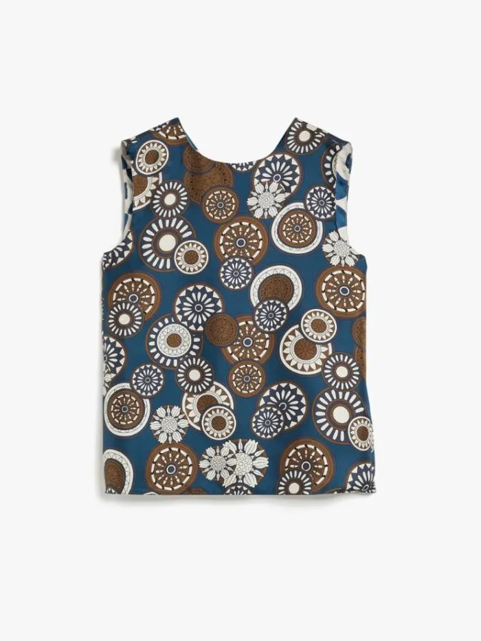 Woman Reversible Printed Silk Top Navy Maxmara Shirts And Tops Woman Reversible Printed Silk Top Navy Maxmara Shirts And Tops