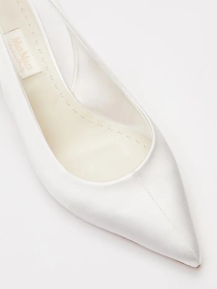 Woman Satin Slingbacks White Maxmara Bridal Accessories Woman Satin Slingbacks White Maxmara Bridal Accessories