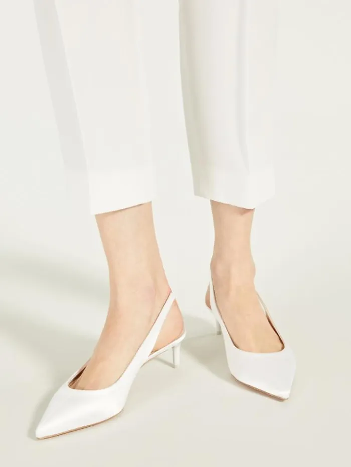 Woman Satin Slingbacks White Maxmara Bridal Accessories Woman Satin Slingbacks White Maxmara Bridal Accessories