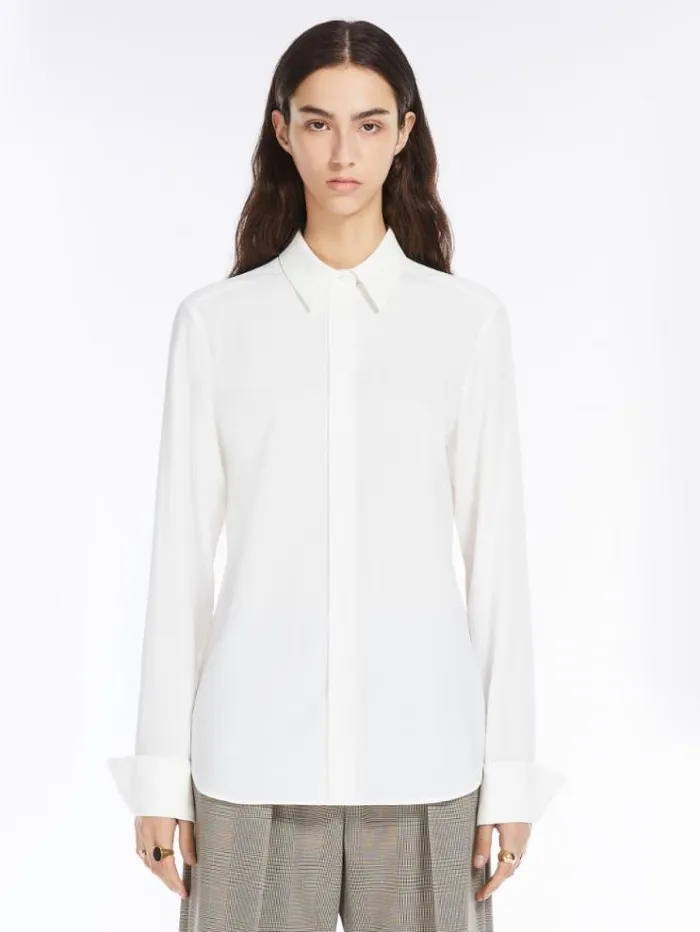 Woman Silkblend Shirt White Maxmara Shirts And Tops