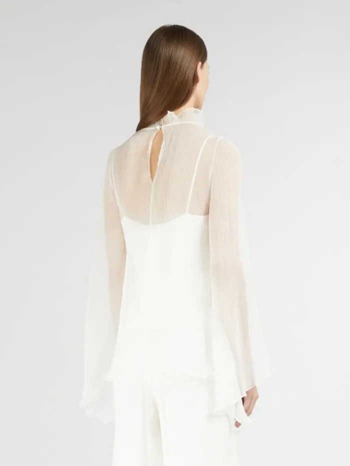 Woman Silk Crepon Blouse White Maxmara Shirts And Tops Woman Silk Crepon Blouse White Maxmara Shirts And Tops