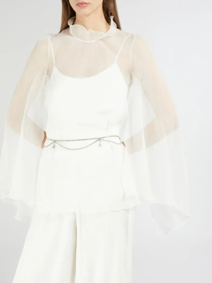 Woman Silk Crepon Blouse White Maxmara Shirts And Tops Woman Silk Crepon Blouse White Maxmara Shirts And Tops