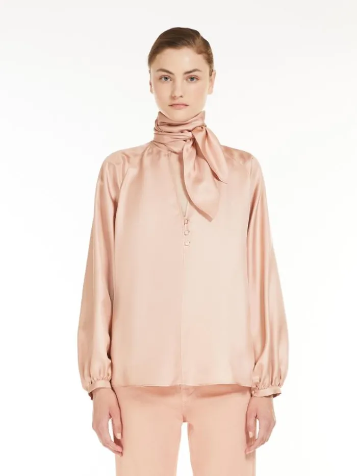 Woman Silk Foulard Shirt Pink Maxmara Shirts And Tops