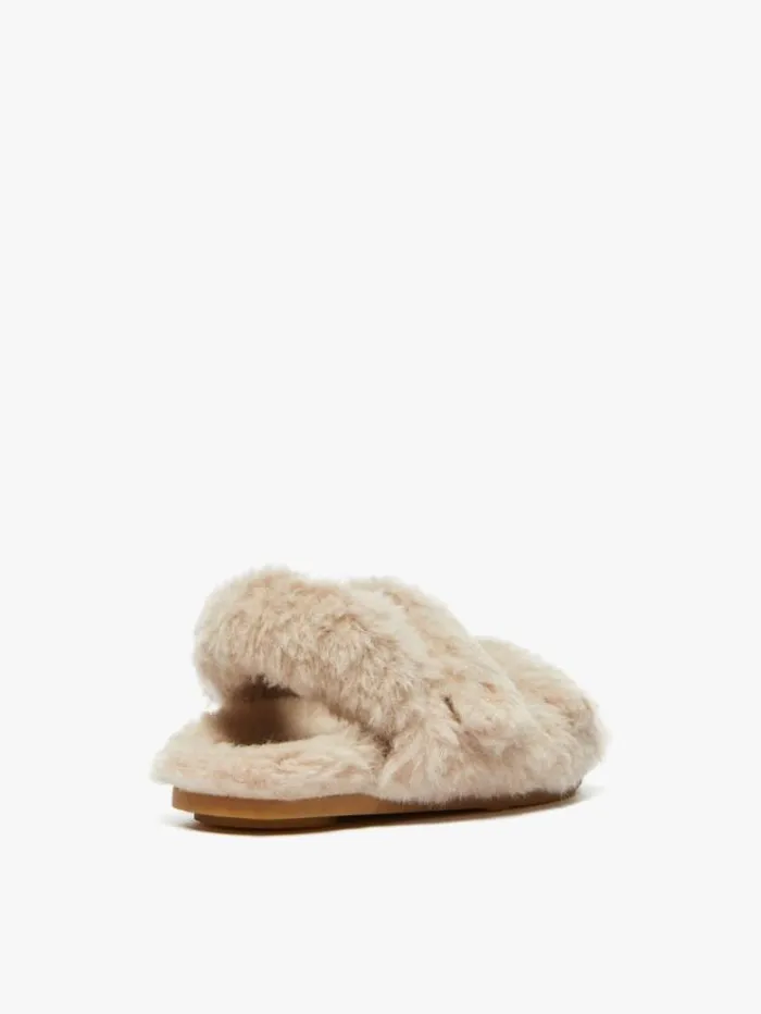 Woman Teddy Fabric Sandals Sand Maxmara Flat Shoes Woman Teddy Fabric Sandals Sand Maxmara Flat Shoes