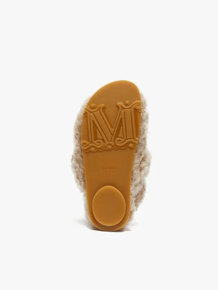 Woman Teddy Fabric Sandals Sand Maxmara Flat Shoes Woman Teddy Fabric Sandals Sand Maxmara Flat Shoes