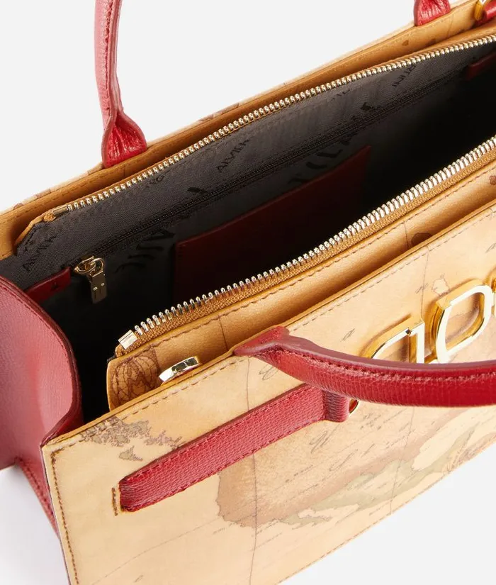 Woman Top Handle Bags Alviero Martini 3d Geo Handbag With Crossbody Strap Raspberry