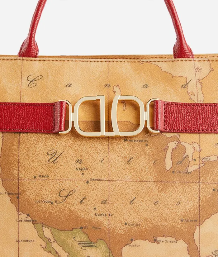 Woman Top Handle Bags Alviero Martini 3d Geo Handbag With Crossbody Strap Raspberry
