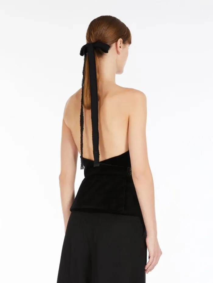 Woman Velvet Bustier Black Maxmara Shirts And Tops Woman Velvet Bustier Black Maxmara Shirts And Tops