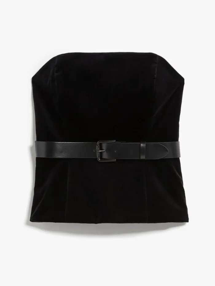 Woman Velvet Bustier Black Maxmara Shirts And Tops Woman Velvet Bustier Black Maxmara Shirts And Tops