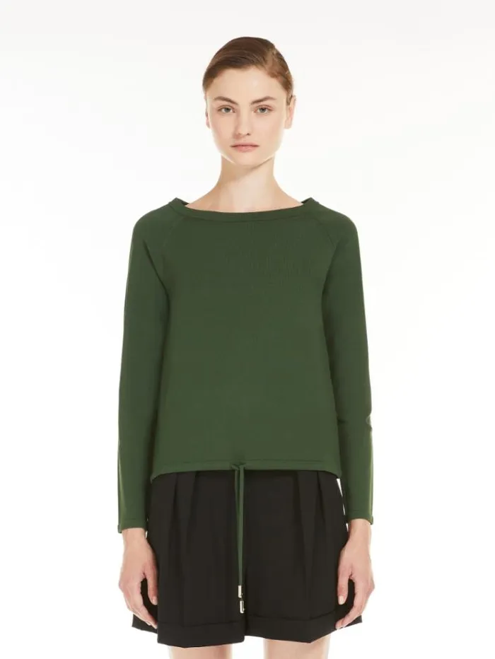 Woman Viscose Boat Neck Jumper Green Maxmara Knitwear And Sweatshirts
