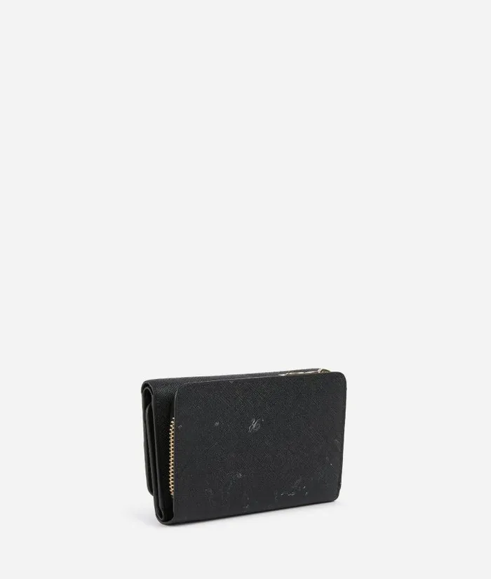 Woman Wallets Alviero Martini 1c Mirror Night Medium Bifold Wallet Black