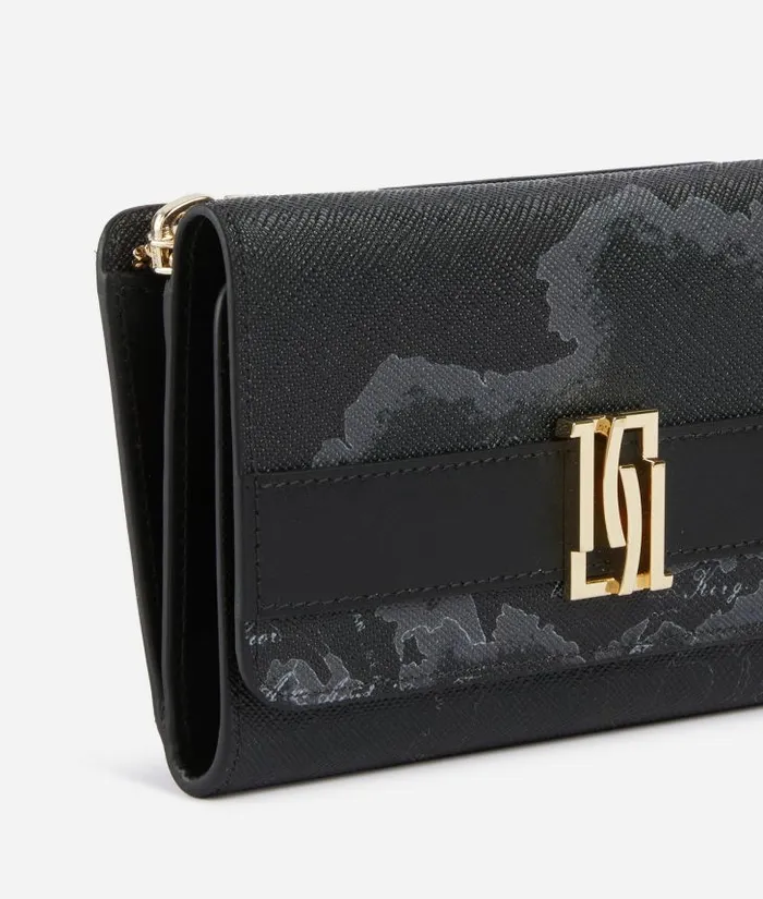 Woman Wallets Alviero Martini 1c Mirror Night Medium Bifold Wallet Black
