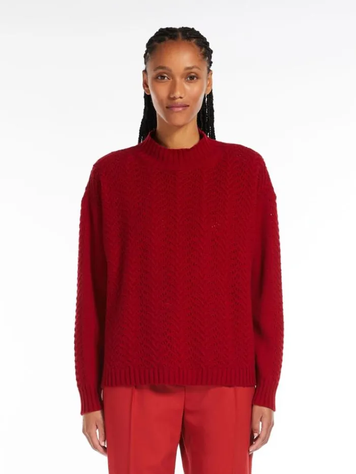 Woman Wool And Cashmere Mock Poloneck Jumper Red Maxmara Knitwear And Sweatshirts Woman Wool And Cashmere Mock Poloneck Jumper Red Maxmara Knitwear And Sweatshirts