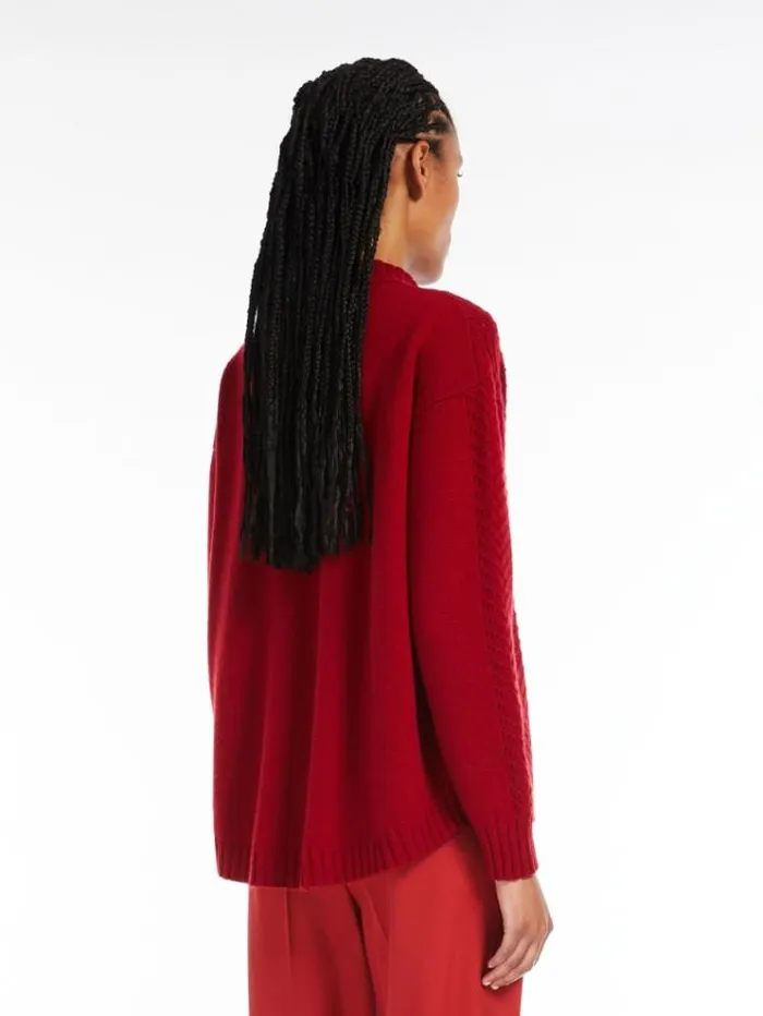 Woman Wool And Cashmere Mock Poloneck Jumper Red Maxmara Knitwear And Sweatshirts Woman Wool And Cashmere Mock Poloneck Jumper Red Maxmara Knitwear And Sweatshirts