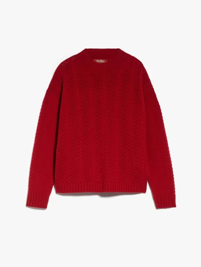Woman Wool And Cashmere Mock Poloneck Jumper Red Maxmara Knitwear And Sweatshirts Woman Wool And Cashmere Mock Poloneck Jumper Red Maxmara Knitwear And Sweatshirts
