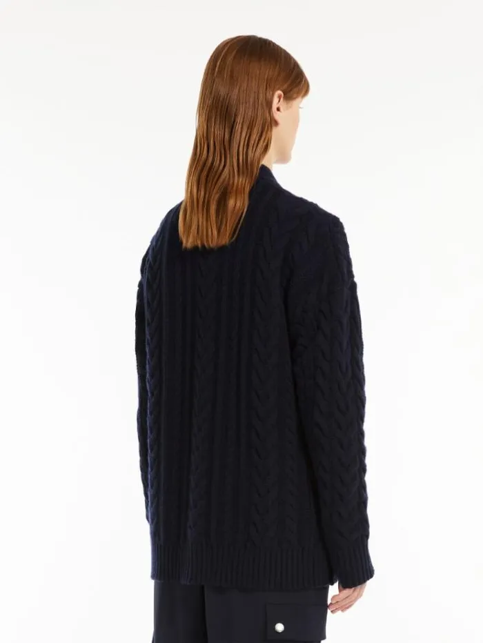 Woman Wool Yarn Cardigan Navy Maxmara Knitwear And Sweatshirts Woman Wool Yarn Cardigan Navy Maxmara Knitwear And Sweatshirts
