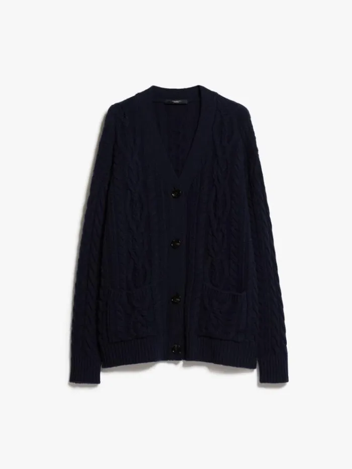 Woman Wool Yarn Cardigan Navy Maxmara Knitwear And Sweatshirts Woman Wool Yarn Cardigan Navy Maxmara Knitwear And Sweatshirts