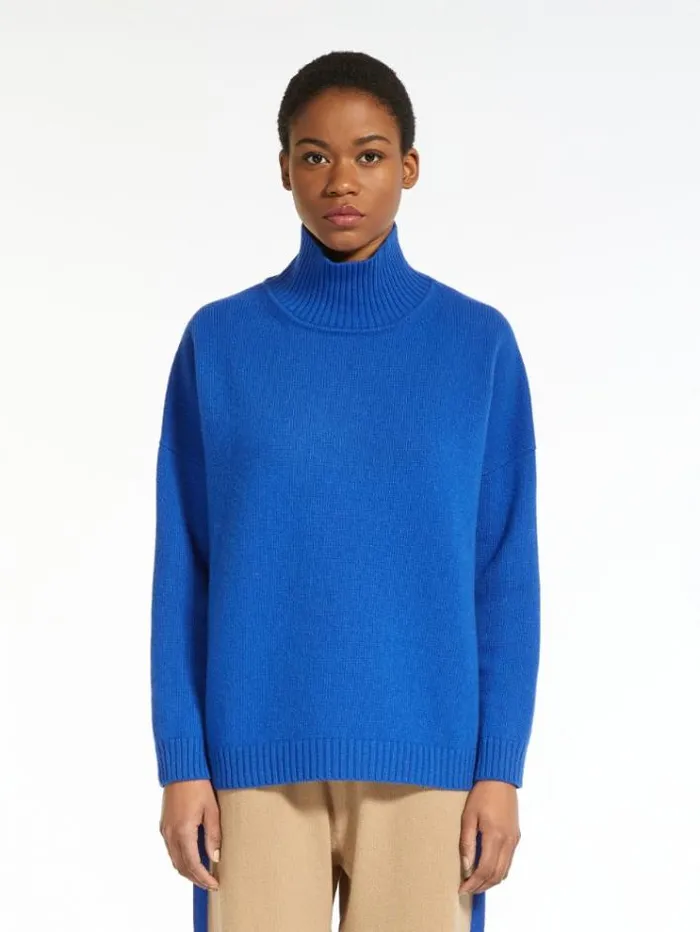 Woman Wool Yarn Sweater Cornflower Blue Maxmara Knitwear And Sweatshirts