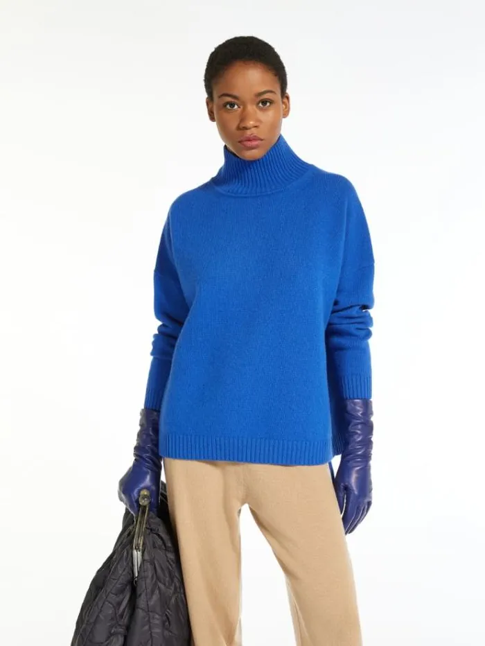 Woman Wool Yarn Sweater Cornflower Blue Maxmara Knitwear And Sweatshirts Woman Wool Yarn Sweater Cornflower Blue Maxmara Knitwear And Sweatshirts