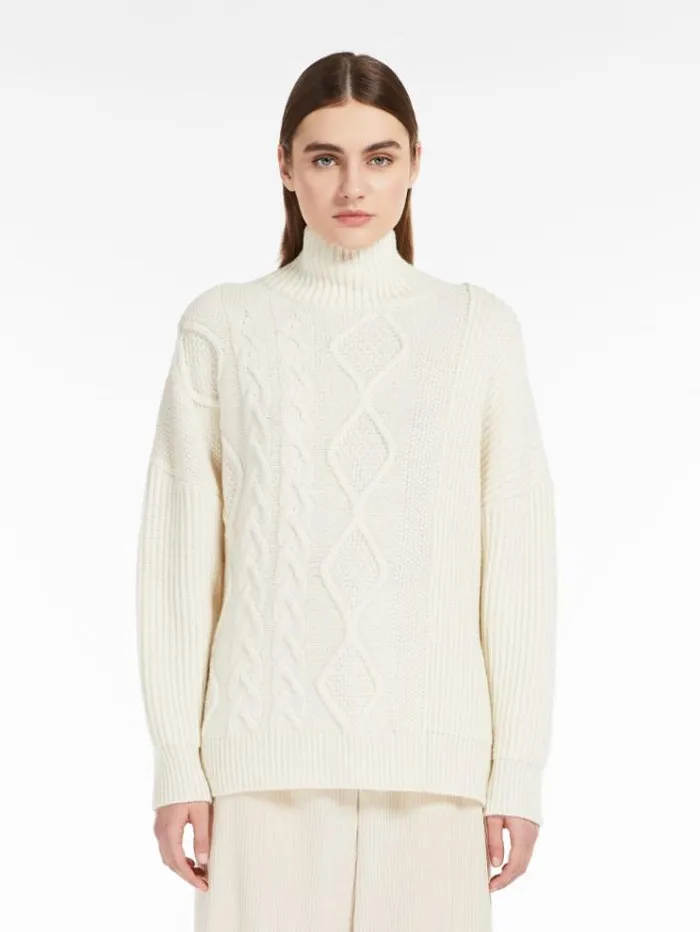 Woman Wool Yarn Sweater Ivory Maxmara Knitwear And Sweatshirts