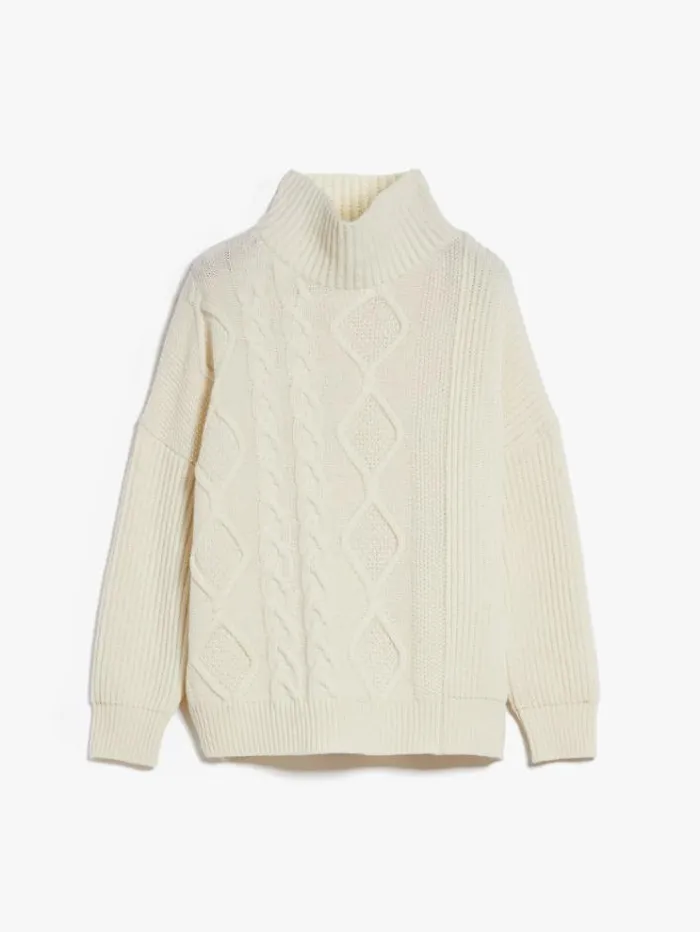 Woman Wool Yarn Sweater Ivory Maxmara Knitwear And Sweatshirts Woman Wool Yarn Sweater Ivory Maxmara Knitwear And Sweatshirts