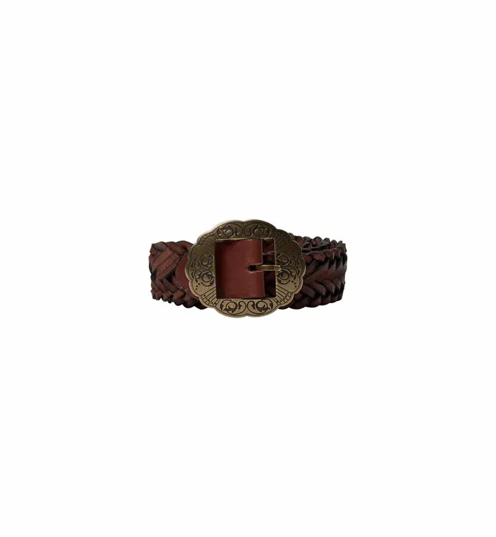 Women Accessories MOS MOSH MMBraided Leather Belt Cognac