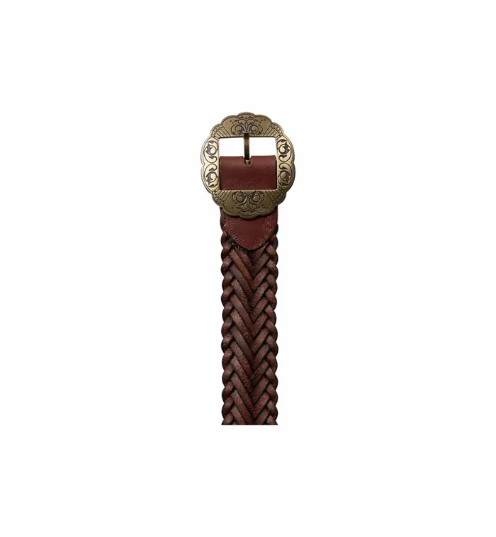 Women Accessories MOS MOSH MMBraided Leather Belt Cognac