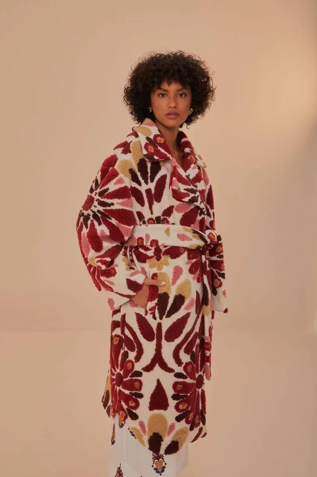 Women Ainika Flowers Fleece Coat Ainika Flowers Offwhite FARM Rio Coats