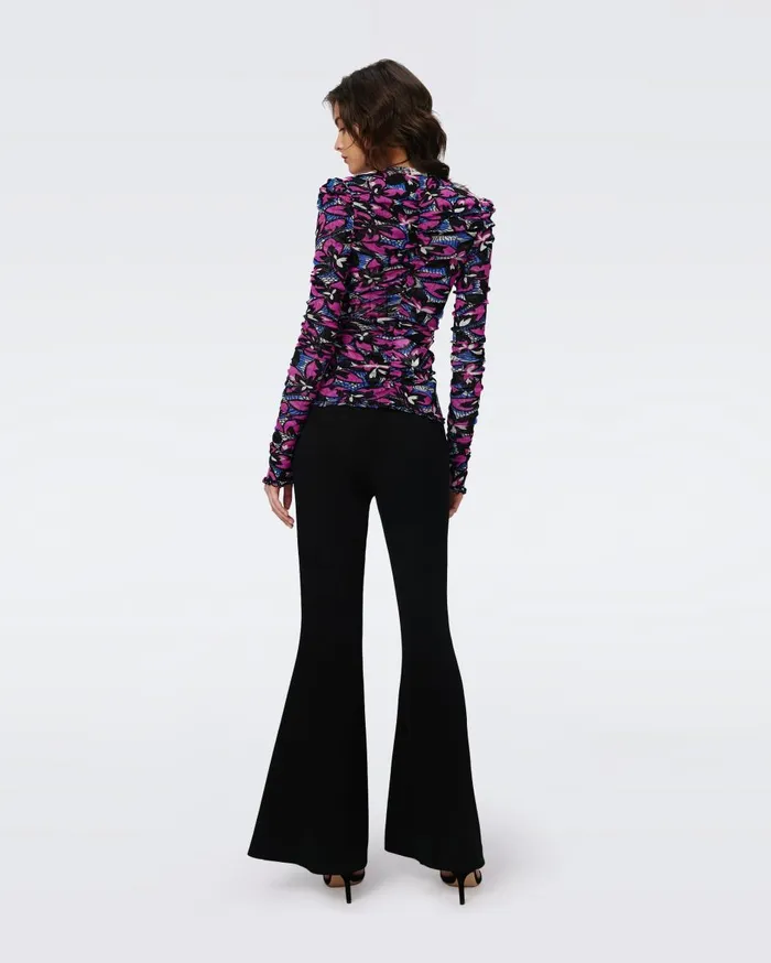 Women Amal Reversible Mesh Top Fishnet Floral And Stadium Geo Purple DVF Tops
