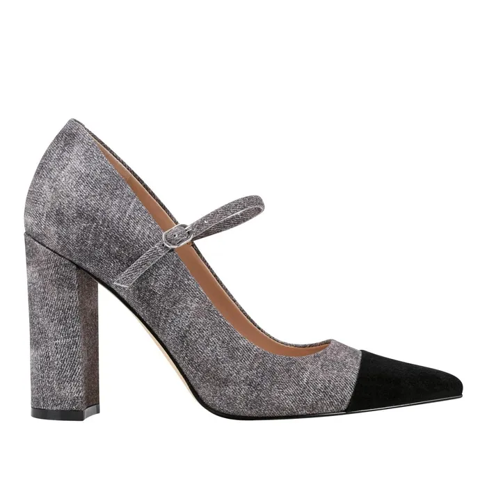 Women Anellie Cap Toe Dress Pump Light Grey Suede Marc Fisher Heels and Pumps