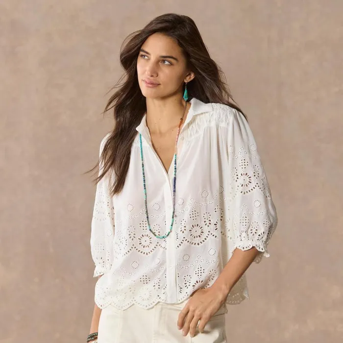 Women Arabella Eyelet Shirt Black Sundance Catalog Tops Women Arabella Eyelet Shirt Black Sundance Catalog Tops