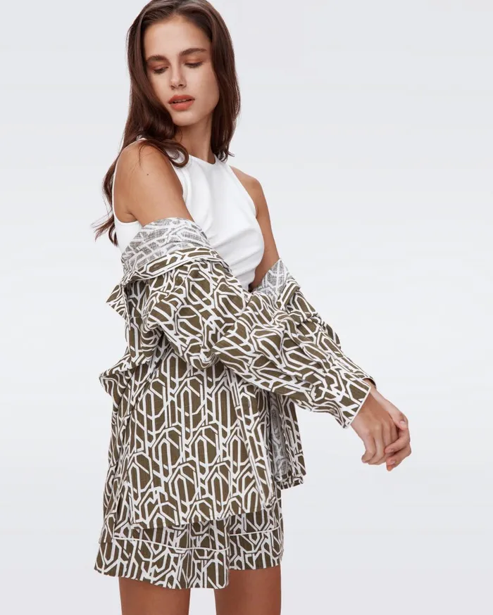 Women Artemis Top Infinite Geo Khaki DVF Tops