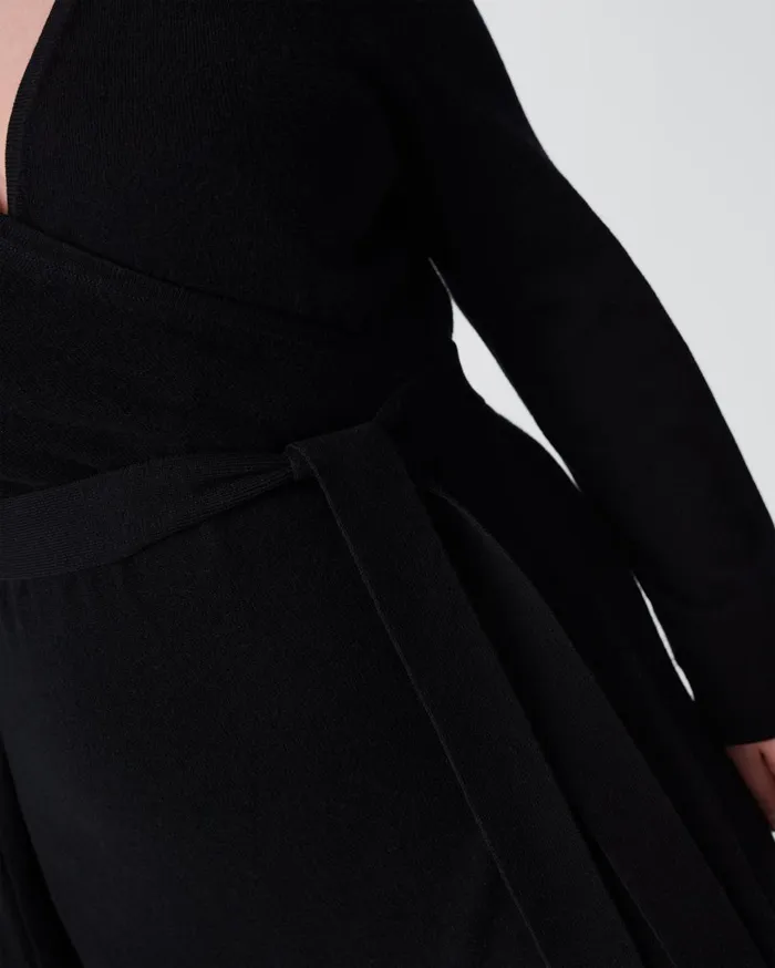 Women Astrid WoolCashmere Wrap Dress Black DVF Dresses