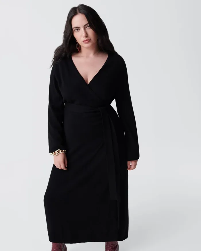 Women Astrid WoolCashmere Wrap Dress Black DVF Dresses