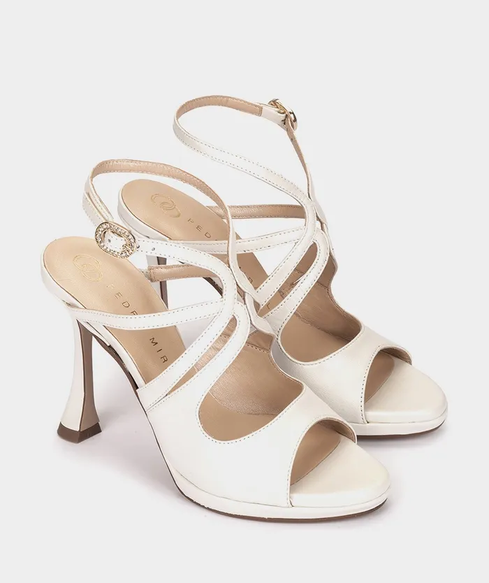 Women Atrani White 8211 Heeled Sandals Pedro Miralles