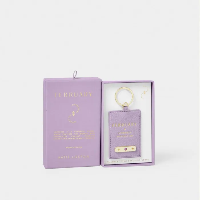 Women Birthstone Collection Katie Loxton February Birthstone Keyring In Lilac
