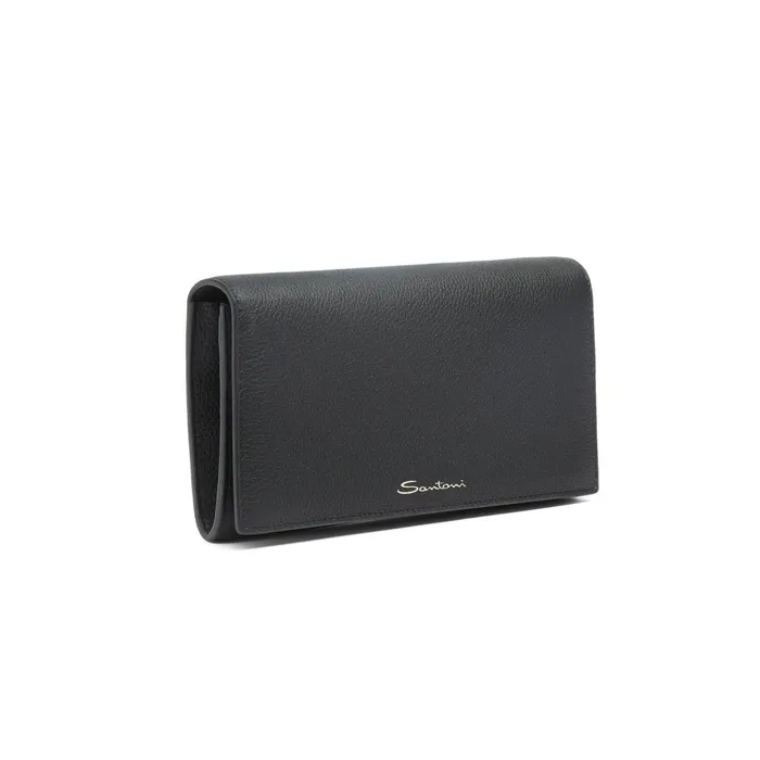 Women Black Leather Crossbody Bag Santoni Bags