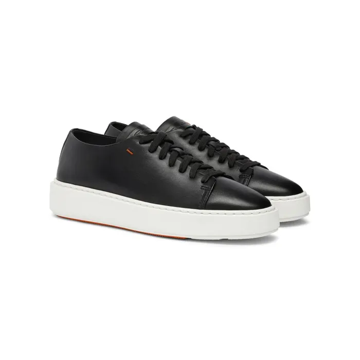 Women Black Leather Sneaker Santoni Sneakers