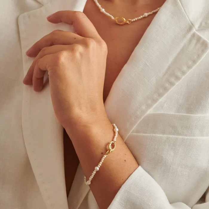 Women Bracelets and Rings Katie Loxton Pearl Glow Waterproof Gold Bracelet