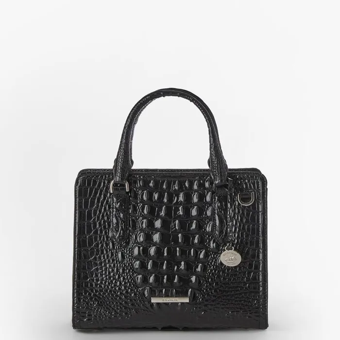 Women Brahmin Satchels Cami Black Melbourne Silver Hardware