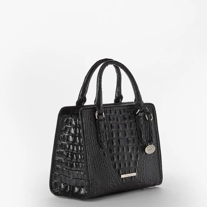 Women Brahmin Satchels Cami Black Melbourne Silver Hardware