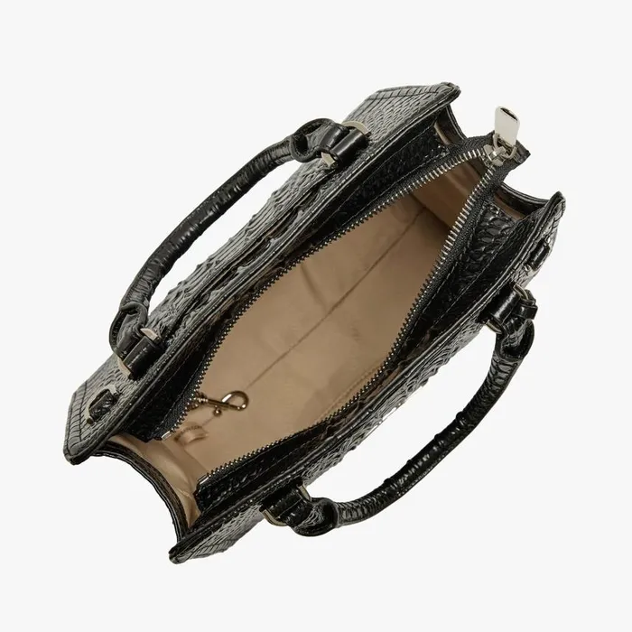 Women Brahmin Satchels Cami Black Melbourne Silver Hardware