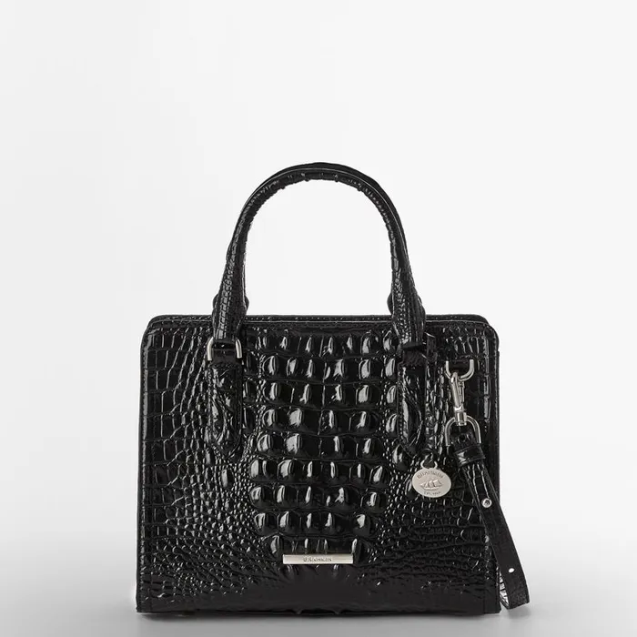 Women Brahmin Satchels Cami Black Melbourne Silver Hardware